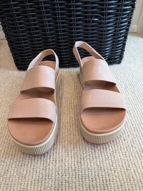 Reef Buff and Pink Platform Slingback Sandals